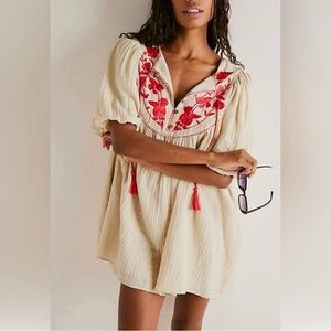 Nwot Free People Rosa Linda Embroidered Mini Dress